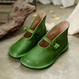 Women Leather Flats Mary Jane Shoes Soft Ballat Flats