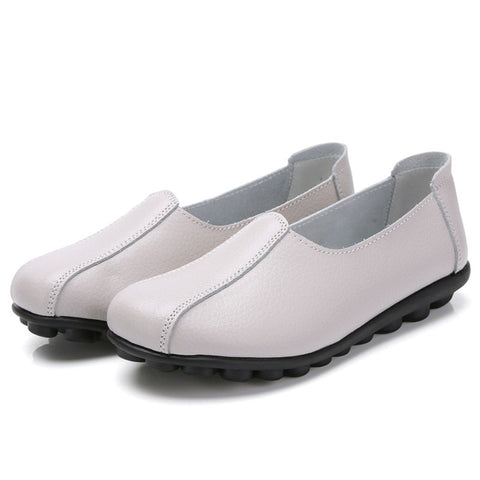 Loafers Women Genuine Leather Flats Short Plush Winter Casual Shoes Female