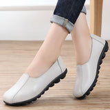 Loafers Women Genuine Leather Flats Short Plush Winter Casual Shoes Female