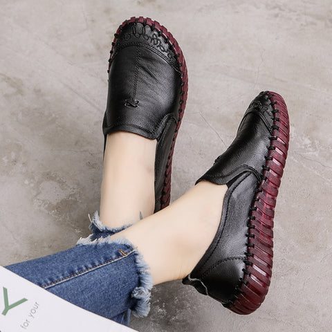 Spring Ladies Genuine Leather Handmade Shoes