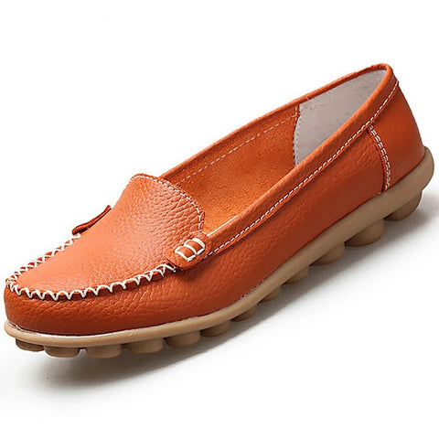 Genuine Leather Shoes Woman Soft Boat shoes for Women Flats